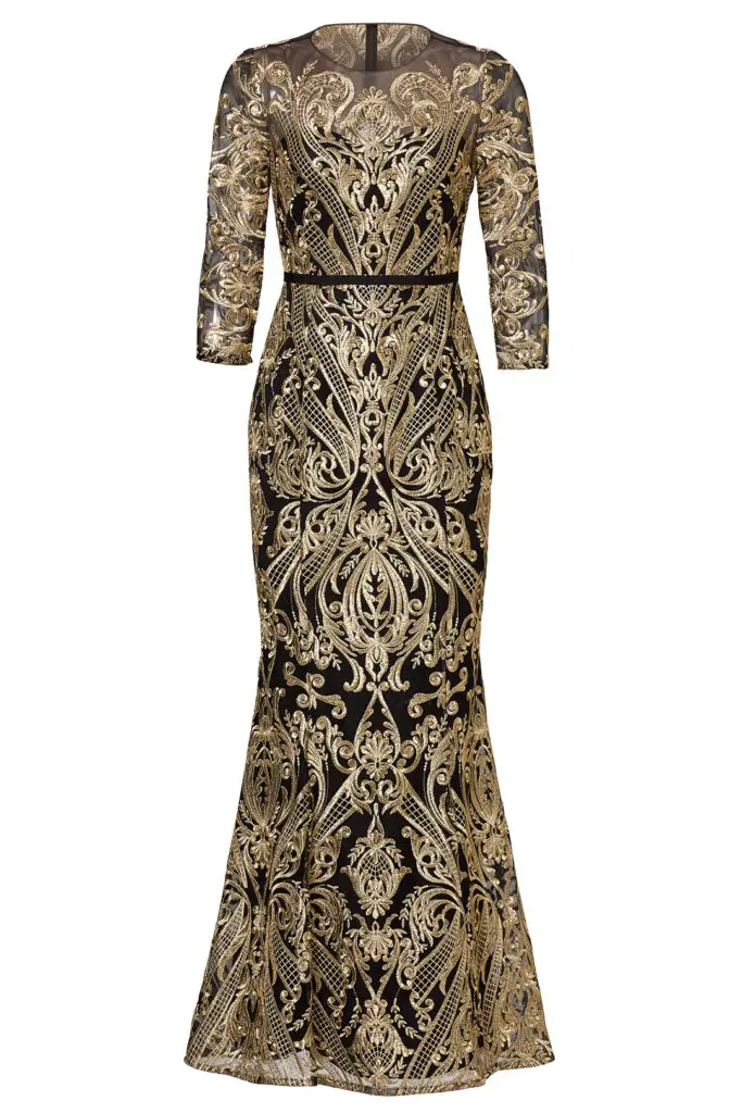 nicole miller midnight sequin stars gown